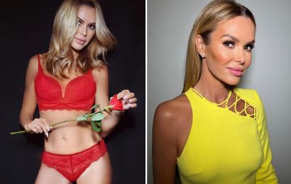 Amanda Holden sends temperatures soaring as she strips down to red lace lingerie for racy new snap