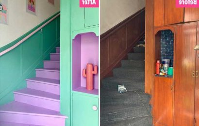 I transformed my dark, dingy hallway into a pastel colour-blocked space for under £100