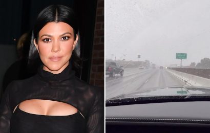 Kourtney Kardashian shares terrifying video driving through a snow storm on the way to her $12M Palm Springs mansion