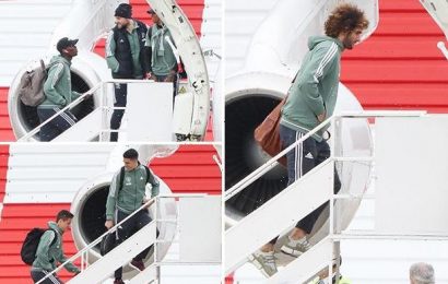 Marouane Fellaini joins Manchester United team-mates on flight to Brighton following contract moan