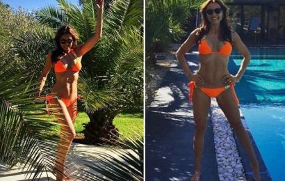 Melanie Sykes, 46, smoulders in orange bikini as she shows off impressive tan and toned abs at Morocco bootcamp