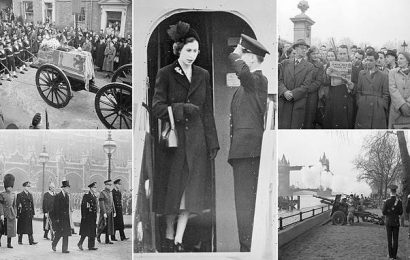 Newly colourised pictures show the state funeral of King George VI