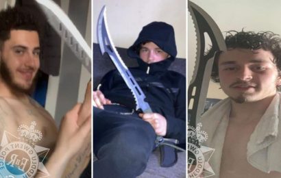 Three teenagers pose with huge knives days before 'murdering innocent shopper for his Gucci manbag'