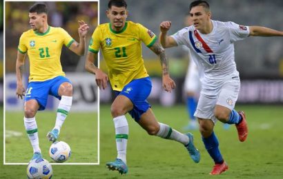 Watch Bruno Guimaraes set up goal in Brazil's 4-0 win over Paraguay as new Newcastle star shines in 17-minute appearance