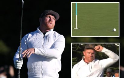 Watch Canelo Alvarez hit incredible shot just inches from hole in one as host of celebs play at Pebble Beach Pro-Am