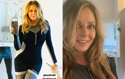 Carol Vorderman shows off her amazing figure in skintight bodysuit for lunch
