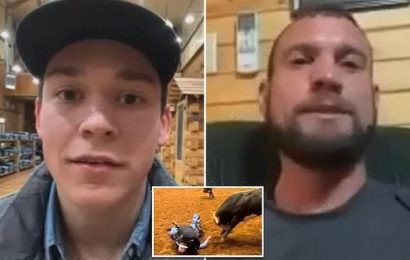 Dad plays down video of him laying on son, 18, who was charged by bull