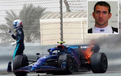 F1 star Nicholas Latifi forced to flee as his Williams car sets on FIRE at Bahrain pre-season testing