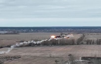 Incredible video shows moment Russian helicopter is blown out of sky by Ukrainian troops as war rages