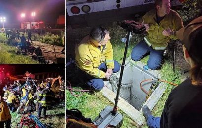 Man rescued after two days stuck 15ft underground in a 16in-wide pipe