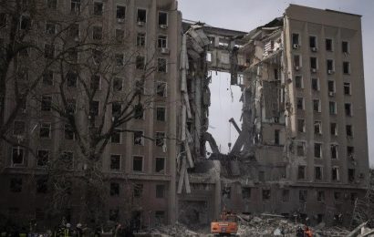 Missile blasts hole in Mykolaiv building as Russia to scale back near Kyiv