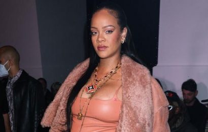 Pregnant Rihanna Rocks Long Sherpa Coat & Camel Boots As She Jokes ‘I Can’t Stand Me’