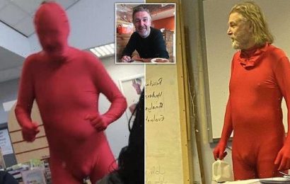 Teacher is investigated for wearing skin tight suit on World Book Day