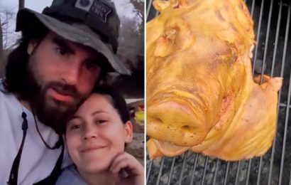 Teen Mom fans 'disgusted' after Jenelle Evans' husband David Eason kills pig, roasts head & eats EYE in 'sick' TikTok