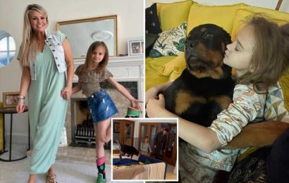 Kerry Katona shows off TWO huge £40k Rottweiler dogs after son Max was savaged