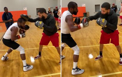 Watch Floyd Mayweather show off incredible hand speed aged 45 as he prepares for boxing comeback against Don Moore