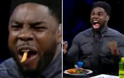Watch Micah Richards SPIT OUT his pasta after De Bruyne opener as Carragher praises 'first touch' after he styles it out