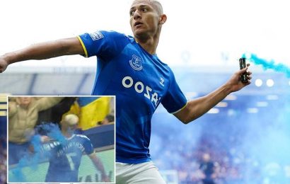 Richarlison faces FA rap after lobbing flare into crowd as Everton star wildly celebrates scoring goal against Chelsea