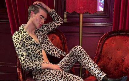 TOWIE's Joey Turner wears a leopard print suit as he celebrates birthday with pals at swanky dinner