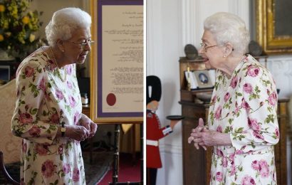 Queen Elizabeth looks ravishing in floral dress as she is awarded for ‘unstinting’ service