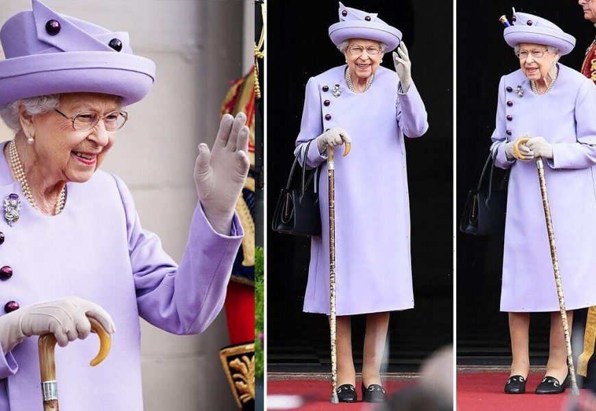 Queen Elizabeth pays tribute to Scotland with lilac outfit and thistle brooch in Edinburgh