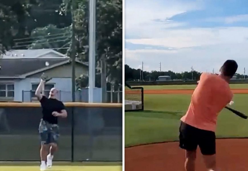 Tom Brady Shows Off Sweet Lefty Swing In BP Sesh With Rob Gronkowski