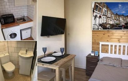 Flat so tiny dining table is inches from bed rents at £1,000-a-month