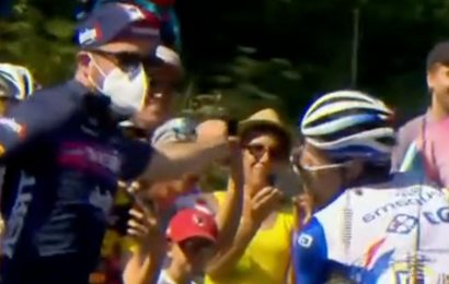 Tour de France rider has glasses smashed off his face after getting PUNCHED accidentally forcing him to stop racing | The Sun