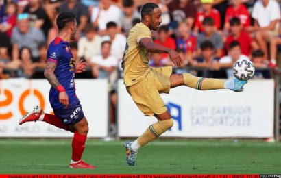 Watch Pierre-Emerick Aubameyang score stunning half-volley as Barcelona fail to win friendly vs Spanish FIFTH-TIER side | The Sun