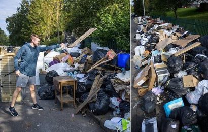 Glasgow streets piled high with rubbish as refuse workers head to work