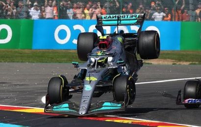 Lewis Hamilton crashes out of Belgian Grand Prix on first lap