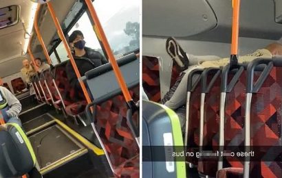 Obscene moment couple have sex at back of a BUS