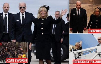 Trump MOCKS Biden for being sat 14 rows back at the Queen&apos;s funeral