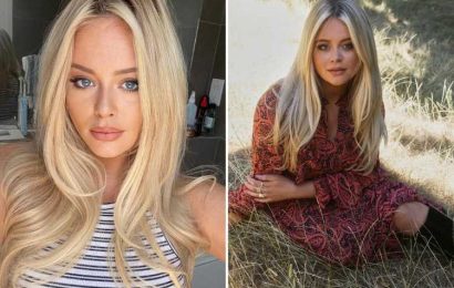 Glam Emily Atack poses in mini dress and knee-high boots as she shows off new clothing range | The Sun