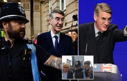 Jacob Rees-Mogg shrugs off Tory conference protesters