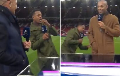 'My home' – Watch Man Utd icon Patrice Evra EAT the Old Trafford grass to leave Amazon co-host Thierry Henry in stitches | The Sun