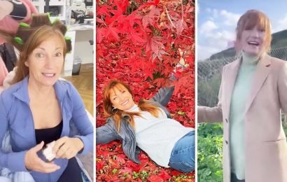 Jane Seymour praised for ‘rolling around in the leaves’ at 71
