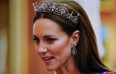 Kate Middleton puts on united front with William as she dazzles in red sequins and tiara