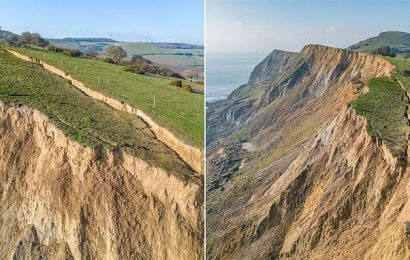 Huge 230ft crack emerges in a cliff on the Jurassic Coast