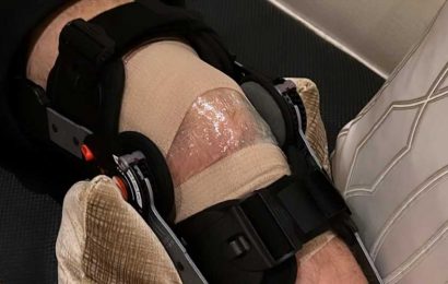 Hugo Lloris' wife shares picture of Tottenham star in leg brace after he is ruled out for eight weeks with knee injury | The Sun