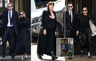 Abbey Clancy and Peter Crouch lead the stars at Steve Mackey&apos;s funeral