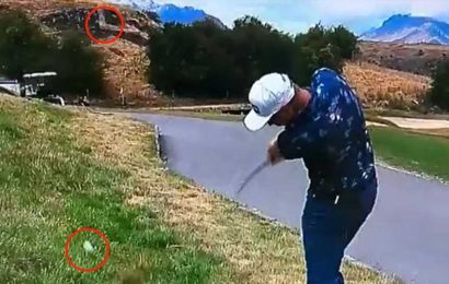 Bizarre optical illusion makes it look like golfer fluffs his shot – but can you work out what really happened? | The Sun