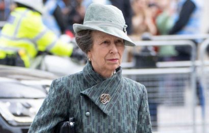 Princess Anne dazzles in recycled green coat and hat today