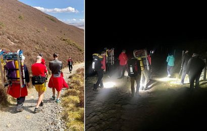 Rescuers help climbers after they fell ill from eating magic mushrooms