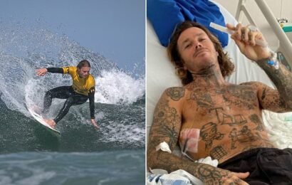 British surfer Tom Lowe suffers broken ribs after wipeout in Tahiti