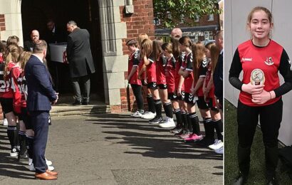 Guard of honour at funeral of talented young footballer, 13