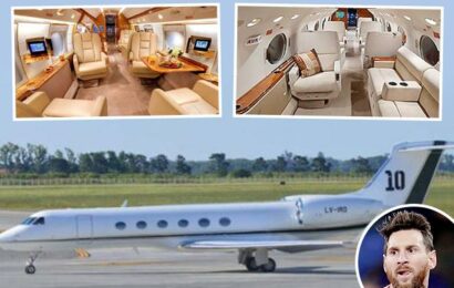 Inside Lionel Messi’s luxury £12million private jet with family names on steps, No 10 on tail, kitchen & two bathrooms – The Sun | The Sun