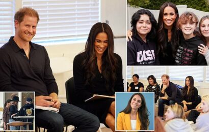 Meghan with teens and Hollywood stars before &apos;Women of Vision&apos; award