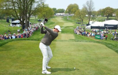 PGA Championship tee times and featured groups including Rory McIlroy and Jon Rahm