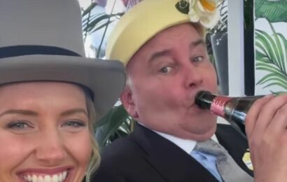 Eamonn Holmes drinks straight out the bottle as he takes day off from ITV bashing